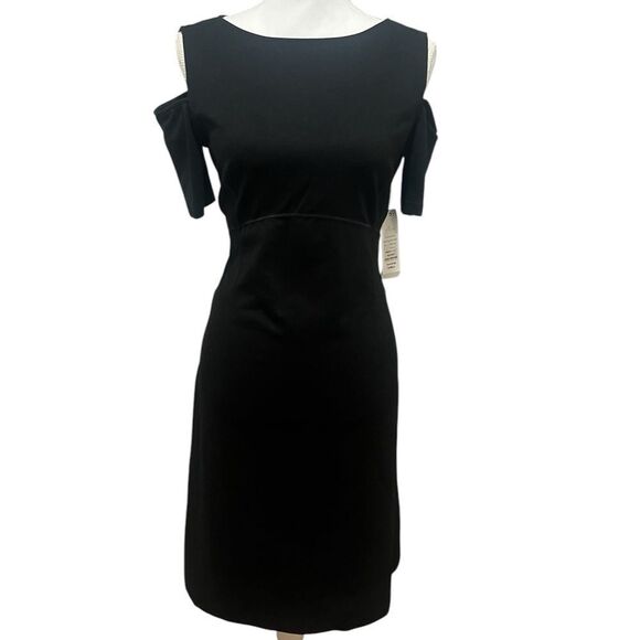 NWT Nue by Shani black cold shoulder mini dress womens size 10 - Picture 1 of 10